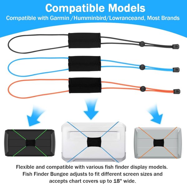 4 PCS Thickened Fishing Finder Cover Straps, Adjustable Fish Finder Bungee for Securing Graph Cover for Travel