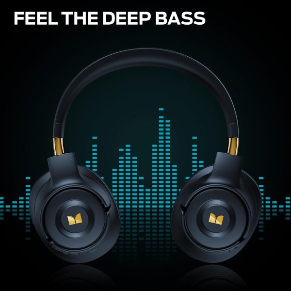 Monster Persona SE ANC Active Noise Cancelling Headphones, Over Ear Bluetooth Headphones Wireless, 60H Playtime, HiFi Stereo Audio, Deep Bass, Built-in Mic, Memory Foam Ear Cups for Home (Blue)